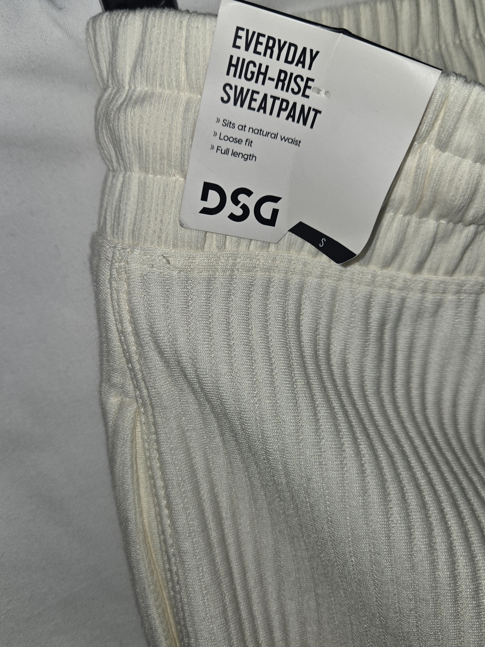 DSG Cream Ribbed Sweatpants with Drawstring - Picture 3 of 6